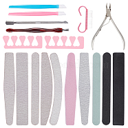 Olycraft Nail Care Kits, with Sponge Toe Splitter, Dead Skin Fork, Brushs, Sponge Nail File, Nail File, Nail Polishing Strip, Cuticle Pusher and Cutter, Stainless Steel Trim Cuticle Nipper, Pink(MRMJ-OC0001-09)