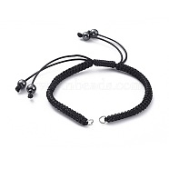 Adjustable Korean Waxed Polyester Cords Bracelet Making, with Non-Magnetic Synthetic Hematite Beads and Iron Jump Rings, Black, 7-1/8 inch~12 inch(18~30.5cm)(X-AJEW-JB00511-02)