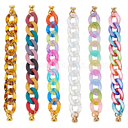 Acrylic Curb Chain for DIY Keychains, Phone Case Decoration Jewelry Accessories, with Brass Screw Nuts and Iron Screws, Mixed Color, 6pcs/box(HJEW-PH0001-28)