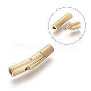 304 Stainless Steel Bayonet Clasps, Column, Matte Gold Color, 27~27.3x5~6x6mm, Hole: 3mm(STAS-I013-3mm-MG)