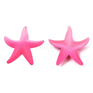 Spray Painted Iron Big Pendants, Starfish, Hot Pink, 50x46.5x6mm, Hole: 1mm(IFIN-N008-033-B04)