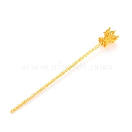 Alloy Hair Stick Findings, Vintage Decorative for Hair Diy Accessory, Flower, Golden, 134x16mm, Tray: 12mm, Pin: 2.5mm(FIND-O002-01G)