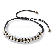 Adjustable Faceted Glass Nylon Cord Braided Bead Bracelets for Women Men, White, Inner Diameter:  1-5/8~3-1/8 inch(4~8cm)(BJEW-JB10369)