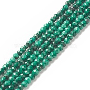 Natural Malachite Beads Strands, Faceted, Round, 3mm, Hole: 0.5mm, about 132pcs/strand, 15.35 inch(39cm)(G-G989-A06-B)