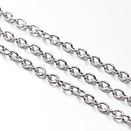 Iron Cable Chains, Unwelded, with Spool, Oval, Nickel Free, Platinum, 4x3x0.7mm, about 328.08 Feet(100m)/roll(CHT002Y-NF)