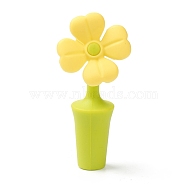 Silicone Wine Bottle Stoppers, Flower, Yellow, 89x40x24mm, Hole: 7.5mm(FIND-B001-04A)