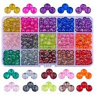450Pcs 15 Colors Drawbench Transparent Glass Beads Strands, Spray Painted, Round, Mixed Color, 8mm, Hole: 1.3~1.6mm, 30pcs/color(GLAD-SZ0001-01)