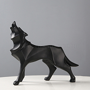 Resin Crafts Wolf Statue, for Home Office Cabinet Deaktop Decoration, Black, 85x220x195mm(WOLF-PW0001-20B)