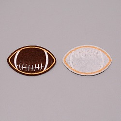 Polyester Computerized Embroidery Cloth Iron On/Sew On Patches, Costume Accessories, Appliques, Rugby, Saddle Brown, 37.5x56x1mm(DIY-TAC0001-35)