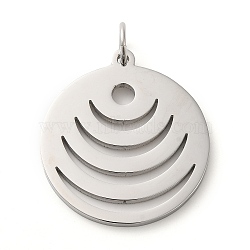 304 Stainless Steel Pendants, with Jump Ring, Flat Round, Stainless Steel Color, 33x29.5x2mm, Hole: 5.5mm(STAS-C086-05C-P)