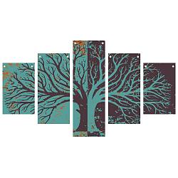 Cloth Painting Hanging Wall Decorations, for Home Decoration, Rectangle, Tree Pattern, 40x25cm, 5style/set(HJEW-WH0180-001)