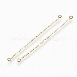 Brass Coreana Chain Links connectors, Real 18K Gold Plated, 50x2.5x1mm, Hole: 1.5mm(KK-S348-333)