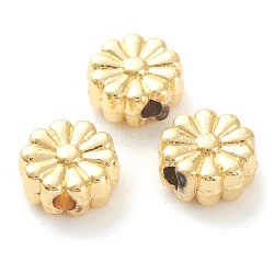 Rack Plating Alloy Beads, Lead Free & Cadmium Free, Long-Lasting Plated, Flower, Real 18K Gold Plated, 6.5x3.5mm, Hole: 1.6mm(KK-J277-20G)