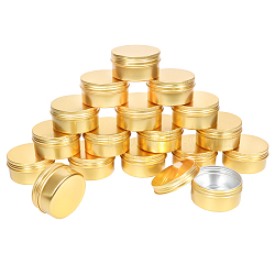 Round Aluminium Tin Cans, Aluminium Jar, Storage Containers for Cosmetic, Candles, Candies, with Screw Top Lid, Golden, 7.05x2.45cm, 20pcs/box(CON-PH0001-69)