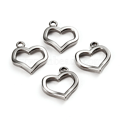 304 Stainless Steel Toggle Clasps Parts, Heart, Stainless Steel Color, 20x18x3mm, Hole: 2mm(STAS-D142-02B-P)