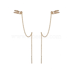 Brass Cuff Earrings, with Brass Chain Stud Earring Findings, Ear Threads, Golden, 100mm, Pin: 0.1mm(EJEW-JE04587)