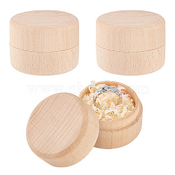Round Beechwood Jewelry Storage Gift Box with Lid, Blank Wooden Jewelry Case for Rings Earrings Storage, Blanched Almond, 4.75x3.5cm(CON-WH0085-57)
