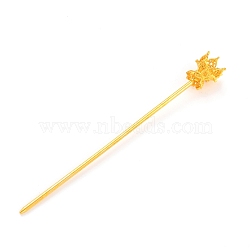 Alloy Hair Stick Findings, Vintage Decorative for Hair Diy Accessory, Flower, Golden, 134x16mm, Tray: 12mm, Pin: 2.5mm(FIND-O002-01G)