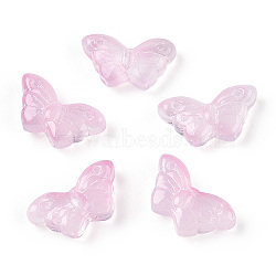 Baking Painted Transparent Glass Petal Beads, Butterfly, Pearl Pink, 8x14.5x4.5mm, Hole: 1mm, about 980~1000pcs/set(DGLA-N004-12)