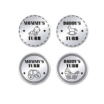 201 Stainless Steel Commemorative Coins, Decision Maker Coin, Double Sided Laser Engraving, Flat Round, Word, 30x2mm, 2pcs/set