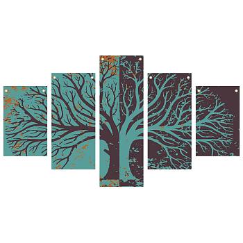 Cloth Painting Hanging Wall Decorations, for Home Decoration, Rectangle, Tree Pattern, 40x25cm, 5style/set