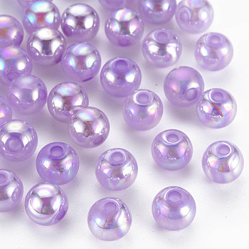 Imitation Jelly Acrylic Beads, AB Color Plated, Round, Medium Orchid, 8mm, Hole: 1.8mm, about 1745pcs/500g