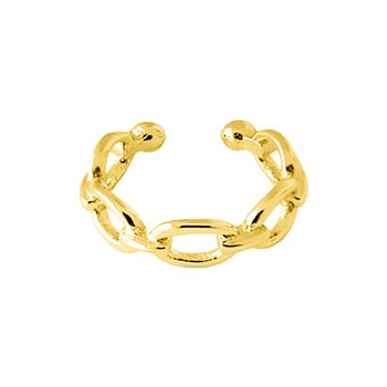 Women's Simple Brass Cuff Earrings, Cable Chain Shape, Golden, 4x13mm