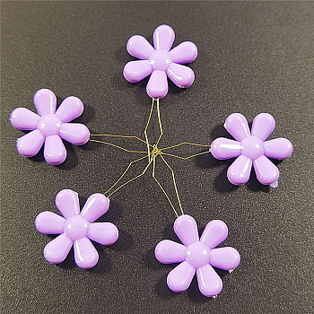 Steel Sewing Needle Devices, Threader, Thread Guide Tool, with Plastic Flower, Plum, 45mm