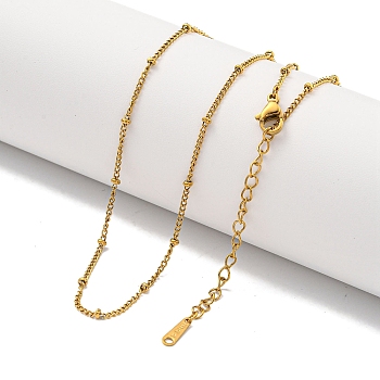 Round Brass Curb Chain Necklaces for Women, Real 18K Gold Plated, 16.18 inch(411mm)