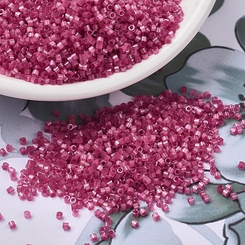 MIYUKI Delica Beads, Cylinder, Japanese Seed Beads, 11/0, (DB1807) Dyed Rose Silk Satin, 1.3x1.6mm, Hole: 0.8mm, about 20000pcs/bag, 100g/bag