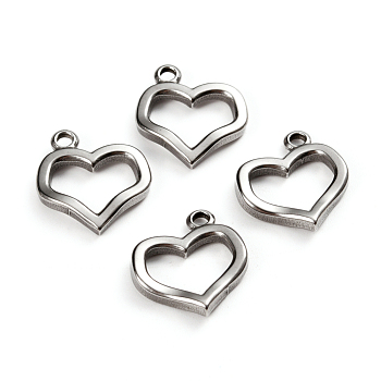 304 Stainless Steel Toggle Clasps Parts, Heart, Stainless Steel Color, 20x18x3mm, Hole: 2mm