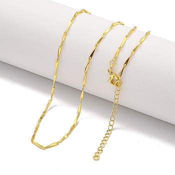 Triangle Brass Link Chain Necklaces for Women, Real 18K Gold Plated, 17.80 inch(452mm)
