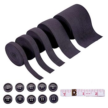 Flat Elastic Rubber Cord/Band, Webbing Garment Sewing Accessories, Black, 20x0.5mm, 5m/set