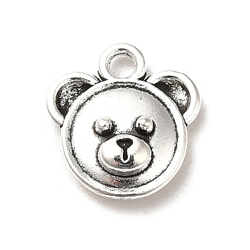 Tibetan Style Alloy Charms, Cartoon Style Bear Head Charms, Antique Silver, 13x12.5x4mm, Hole: 1.5mm, about 769pcs/1000g