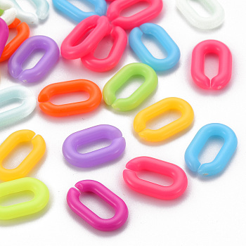 Opaque Acrylic Linking Rings, Quick Link Connectors, for Cross Chains Making, Oval, Mixed Color, 14.5x9.5x3mm, Inner Diameter: 3x8mm, about 2100pcs/500g