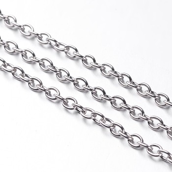 Iron Cable Chains, Unwelded, with Spool, Oval, Nickel Free, Platinum, 4x3x0.7mm, about 328.08 Feet(100m)/roll