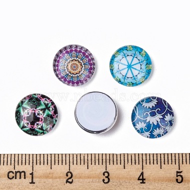 Mosaic Printed Glass Half Round/Dome Cabochons(GGLA-N004-12mm-G)-5