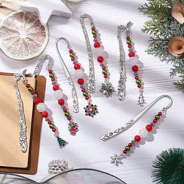 Christmas Theme Alloy Hook Bookmarks(AJEW-JK00336)-2