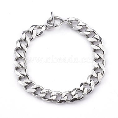 304 Stainless Steel Curb Chains Bracelets & Dangle Huggie Hoop Earrings Sets(SJEW-JS01176)-4