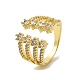 Brass Micro Pave Cubic Zirconia Cuff Rings for Women(RJEW-P129-04G)-2