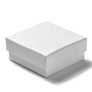 Cardboard Jewelry Set Boxes, with Sponge Inside, Square, White, 7.2x7.25x3.2cm(CBOX-C016-03B-02)