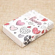 Kraft Paper Boxes and Earring Jewelry Display Cards, Packaging Boxes, with Heart Pattern, White, Folded Box Size: 7.3x5.4x1.2cm, Display Card: 6.5x5x0.05cm(CON-L015-A10)