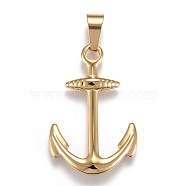 304 Stainless Steel Pendants, Anchor, Golden, 37.5x25x3.5mm, Hole: 10x4.5mm(STAS-A049-02G)