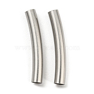 304 Stainless Steel Tube Beads, Curved Tube, Stainless Steel Color, 20x3mm, Hole: 2.4mm(STAS-B047-27F-P)