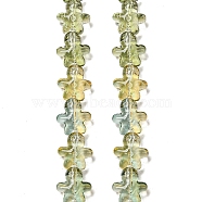 Glass Beads Strands, Gingerbread Man Shape, Yellow Green, 14.5~15x14x6.5~7mm, Hole: 0.9mm, about 51pcs/strand, 26.77''(68cm)(GLAA-B018-03B)