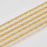 Soldered Brass Covered Iron Rope Chains, with Spool, Golden, 3x2.5x0.3mm, about 328.08 Feet(100m)/roll(CH-S125-07B-G)