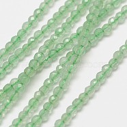 Natural Green Aventurinee Beads Strands, Faceted Round, 3mm, Hole: 0.8mm, about 129pcs/strand, 15 inch(G-A129-3mm-D03)