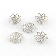 8-Petal Flower 304 Stainless Steel Fancy Bead Caps, Stainless Steel Color, 10x4mm, Hole: 1mm(STAS-R083-16)
