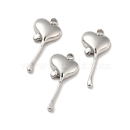 304 Stainless Steel Pendants, Melting Heart Charms, Stainless Steel Color, 19.5x9x2.5mm, Hole: 1.5mm(STAS-I197-023P)