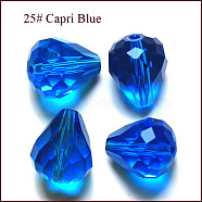 Imitation Austrian Crystal Beads, Grade AAA, Faceted, Drop, Dodger Blue, 10x12mm, Hole: 0.9~1.5mm(SWAR-F062-12x10mm-25)